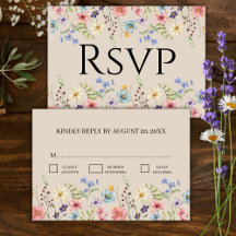 Elegante Floral Wildflower Beige Wedding RSVP
