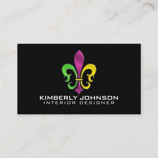 Elegante Flour De Lis Design Cartão de visita (Frente)