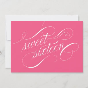 Elegante Flourish Pink Doce 16 Convites de festas