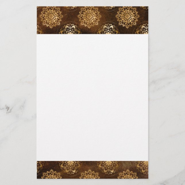 Elegante Folha de Ouro e Mandala Preta da Índia (Frente)