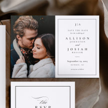 Elegante Foto Clássica de Casamento Salve a Data