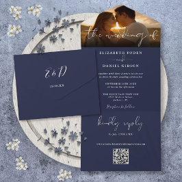 Elegante Foto de Casamento Azul-Marinho com Código