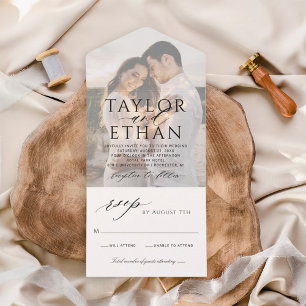Elegante Foto de Casamento em Caligrafia Preta