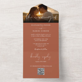 Elegante Foto de Casamento Terracota com Código QR