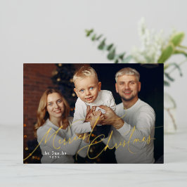 Elegante Foto de Natal da Família com Letra Script