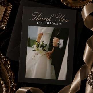 Elegante Foto Editorial de Casamento Agradecimento