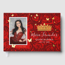 Elegante Foto Real Folha de Ouro e Vermelho Quince
