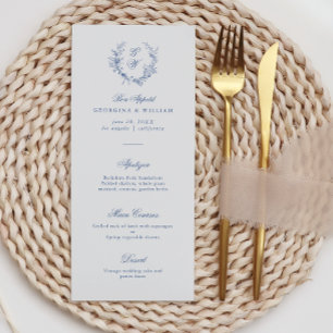 Elegante francês Vintage Blue Floral Jouy Menu