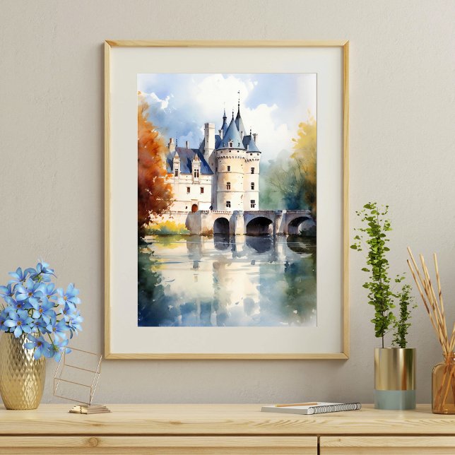 Elegante French Castle Watercolor Poster (Criador carregado)