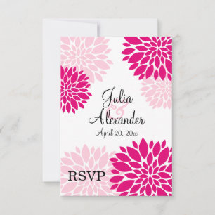 Elegante Fuchsia e Rosa Blush Floral Burst RSVP