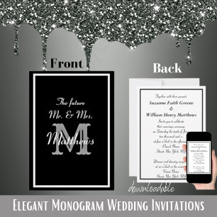 Elegante Futuro Sr. Monograma Convites de Casament