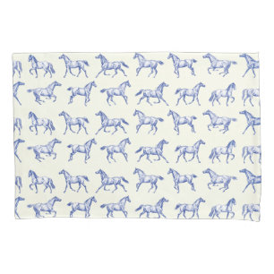 Elegante Galopante Cavalos Azul Toile