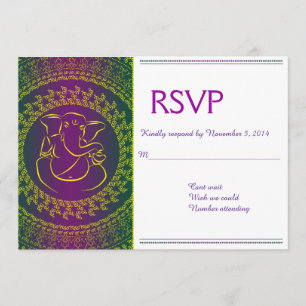Elegante Ganesh   Cartões RSVP Púrpura Deus Indian