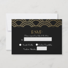 Elegante Gatsby Art Deco Casamento Dourado RSVP