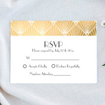 Elegante Gatsby Art Deco Casamento Dourado RSVP