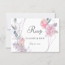 Elegante Geométrico Rosa Rosa Floral RSVP