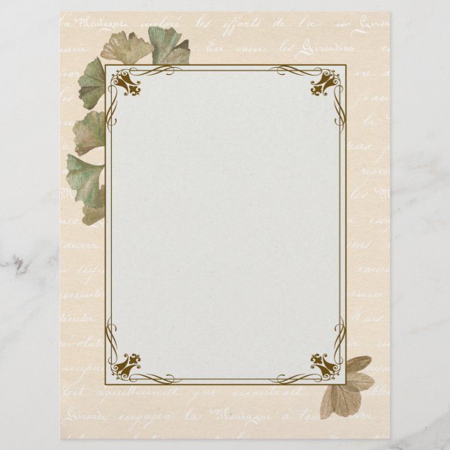 Elegante Ginkgo deixa Papel de carta de Scrapbook (Frente)