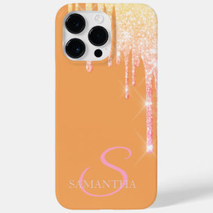 Elegante Glitter de Ouro Rosa Gotejando Laranja