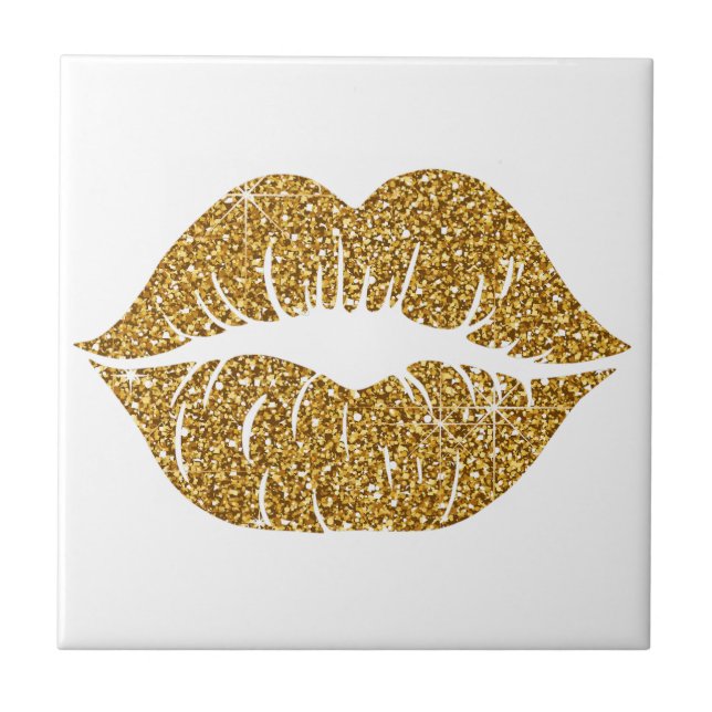 Elegante Glitter Dourado Lábios Glitter (Frente)