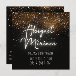 Elegante Glitter Hebraico Bat Mitzvah Convite