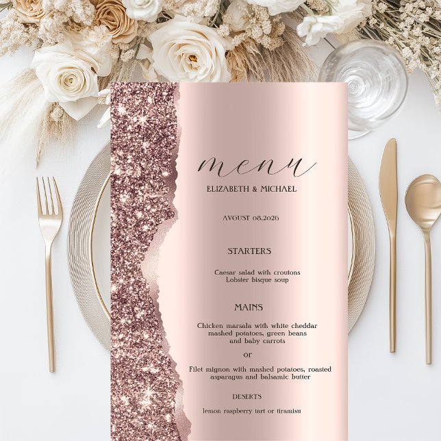 Elegante Glitter Script Dourado Rosa  (Criador carregado)