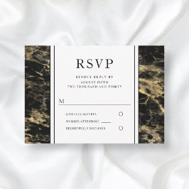 Elegante Gold e Black Marble Weding RSVP