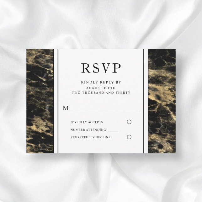 Elegante Gold e Black Marble Weding RSVP (Criador carregado)
