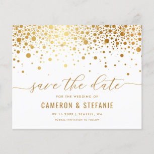 Elegante Gold Foil Confetti White Salvar a Data