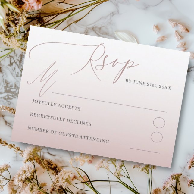 Elegante Gradiente de Ouro Rosa RSVP C Casamento (Criador carregado)