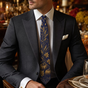 Elegante Gravata de Ação de Graças Formal Azul Nav