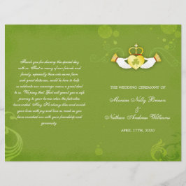 Elegante Green Irish Bi Fold Wedding Programs