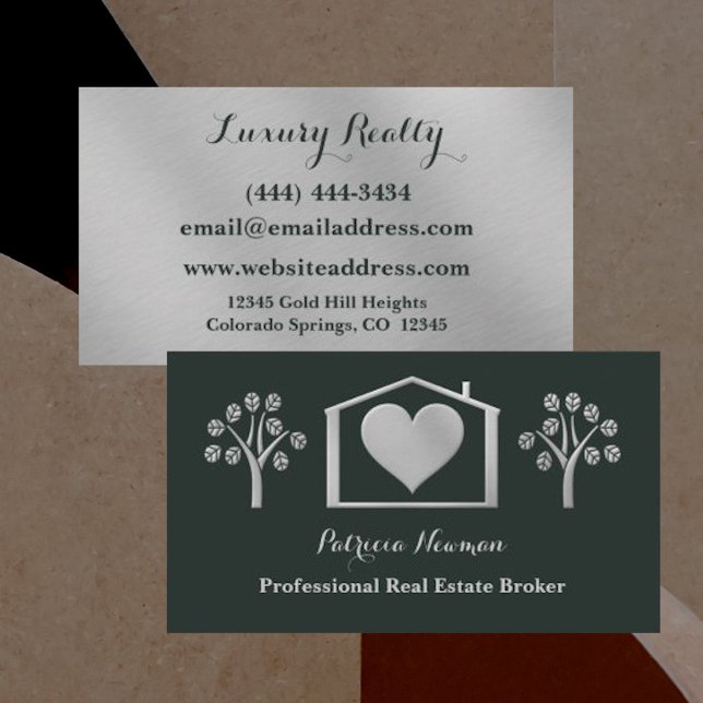 Elegante Green Pro Real Estate Broker Cartão de vi (Criador carregado)