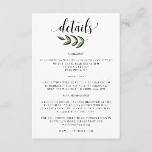 Elegante Greenery Detalhes do Casamento Convite In