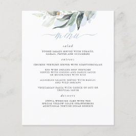 Elegante Greenery Dusty Blue Weding Menu