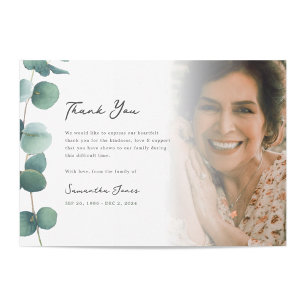 Elegante Greenery Memorial Foto Muito Obrigado