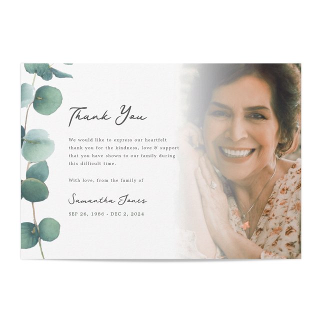 Elegante Greenery Memorial Foto Muito Obrigado (Criador carregado)