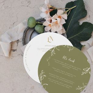 Elegante Greenery   Menu Modern Round Wedding