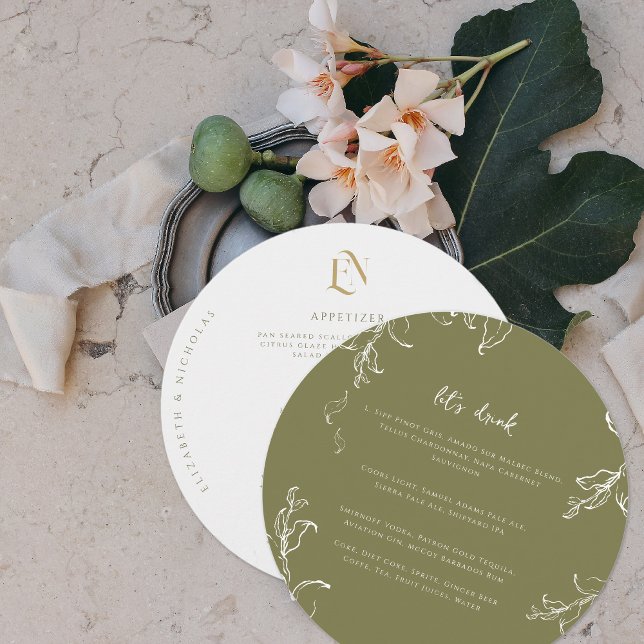 Elegante Greenery | Menu Modern Round Wedding (Criador carregado)