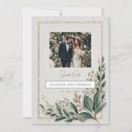 Elegante Greenery Salvar a Data Convite