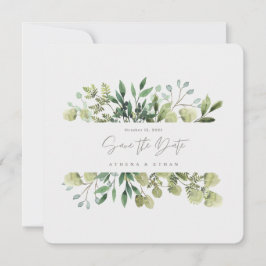 Elegante Greenery Salve A Data Convite De Casament