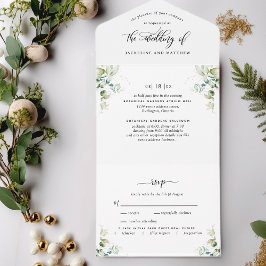 Elegante Greenery Tudo em Um Convite de casamento