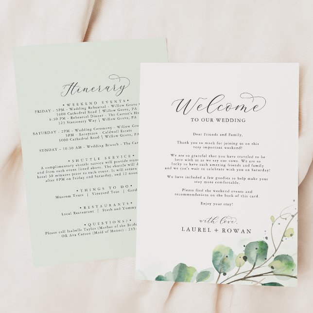 Elegante Greenery Wedding - Letra Itinerária de Bo (Criador carregado)