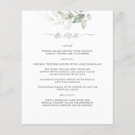 Elegante Greenery White Clean Weding Menu