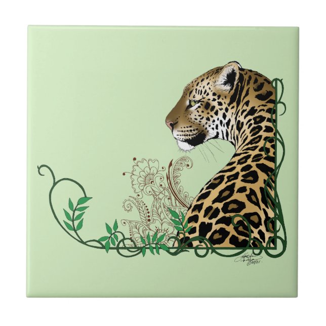 Elegante Hena Botânica Leopardo Verde (Frente)