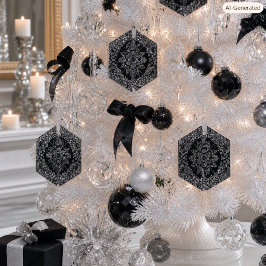 Elegante Hexágono de Cristal Preto de Natal 