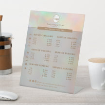 Elegante Holographic Beautician Service Price List