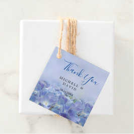 Elegante Hortênsia Azul Florais Etiqueta de Agrade