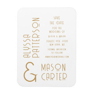 Elegante Ímã de Casamento Moderno em Ouro Salve a