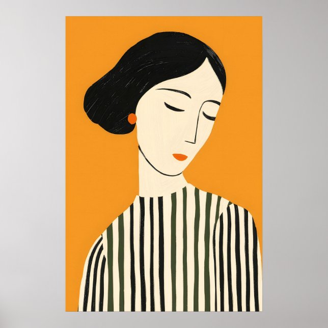 Elegante Impressão de Arte de Rosto Abstrato - Min (Frente)