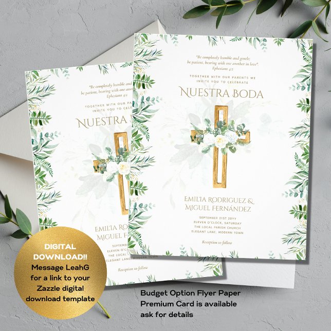 Elegante Invitación De Boda Católica Bilingüe Inv (Criador carregado)